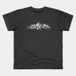 Minimalist snowy mountains Outdoor Explorers Hiking Adventure Kids T-Shirt